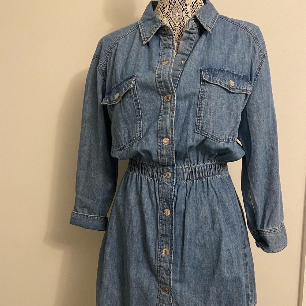 Zara NWT Denim Button-Up Dress M